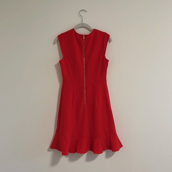 Vince Camuto Midi Formal Red Dress Ruffle - Picture 2 of 5